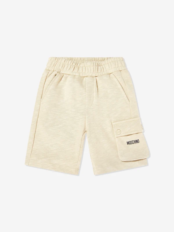 Moschino Boys Logo Pocket Shorts in Beige Beige / 8 Yrs