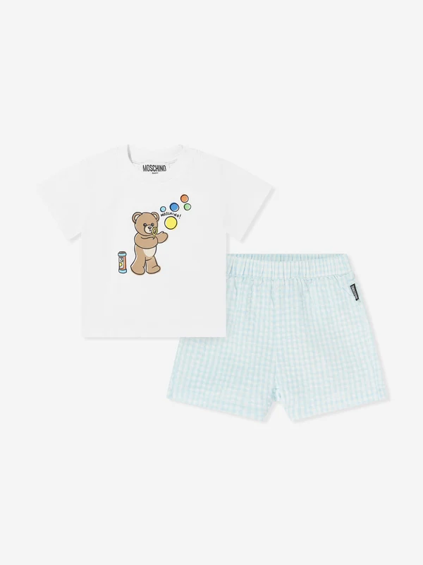 Moschino Baby Boys Teddy Bear Short Set in Blue Blue / 2 Yrs