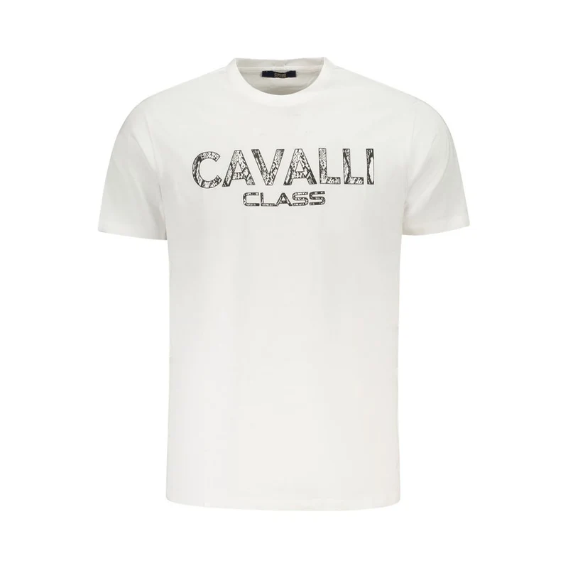 Cavalli Class Bianco Cotton Men T-Shirt XL