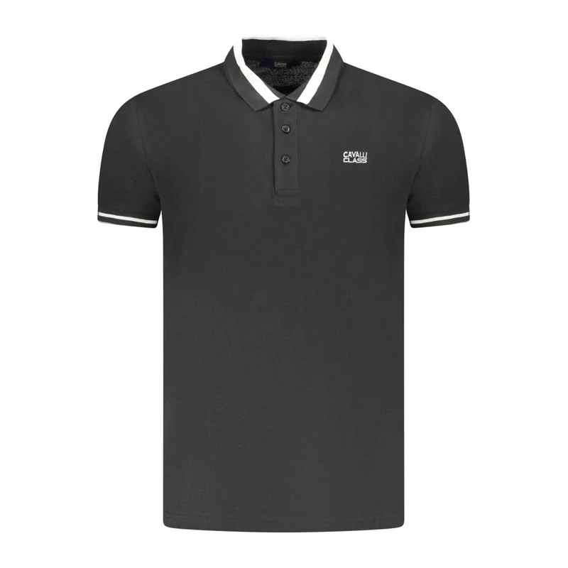 Cavalli Class Black Cotton Men Polo XL