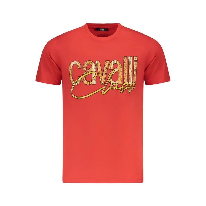 Cavalli Class Rosso Cotton Men T-Shirt M