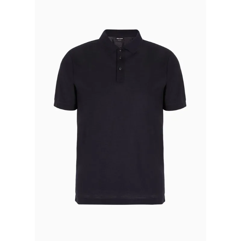 Camisa Polo Piquet de Lã Azul Escuro - 48 IT - 42 BR