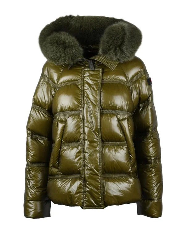 Peuterey Military Green Takan Fur-Trimmed Hooded Down Jacket IT 38