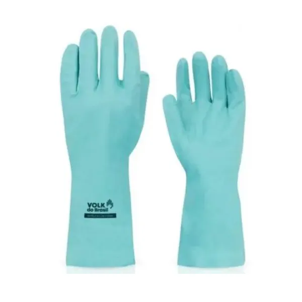 Luva de Borracha Nitrílica Cano Curto G com Forro (Verde) (KIT C/10 Pares) - Volk do Brasil