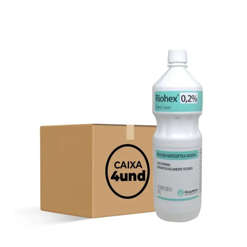 Riohex Clorexidina 0,2% Solução Aquosa 1000 ML (Riohex) KIT C/04 - RIO Quimica
