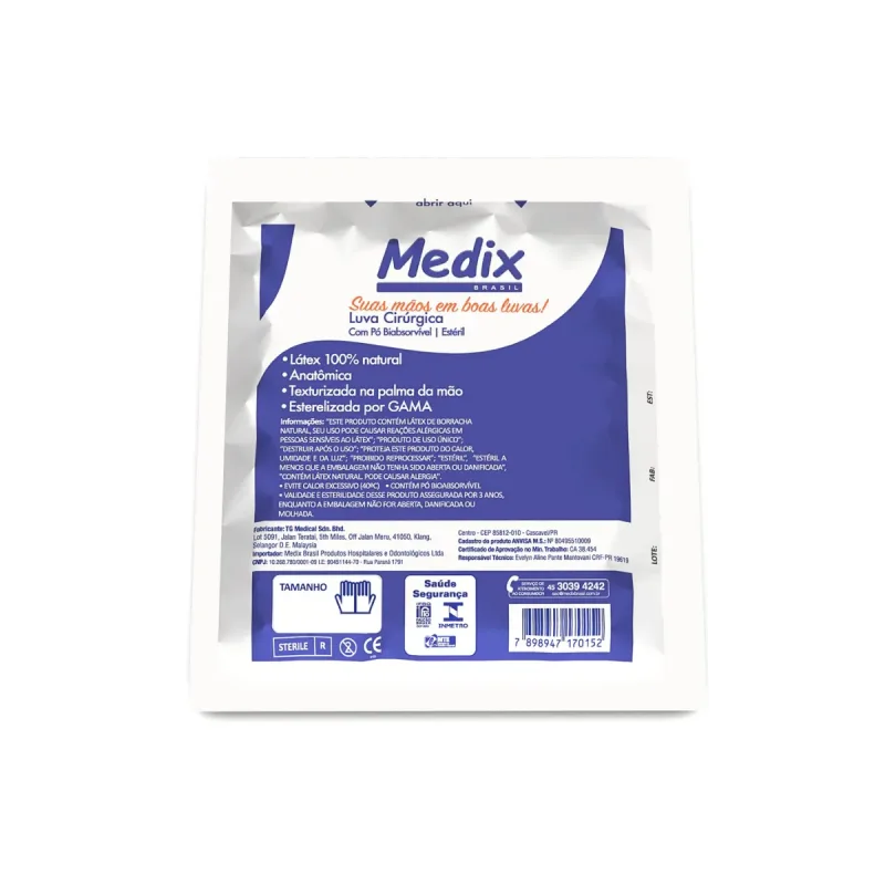 Luva Esteril 8,0 PAR (C/10 Pares) - Medix