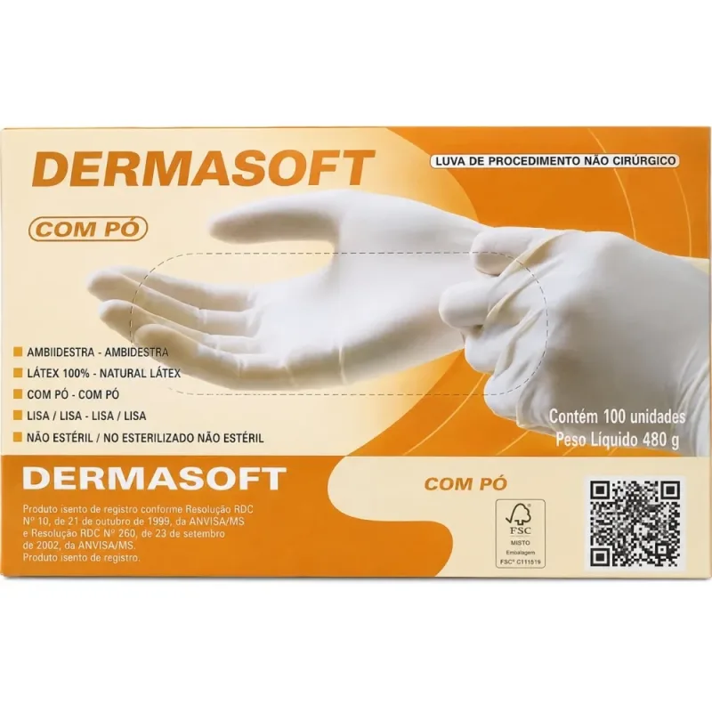 Luva de Procedimento Látex com PÓ (CX C/10 UND) - Dermasoft