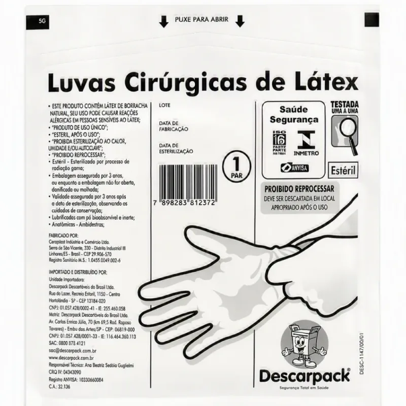Luva Esteril 6,5 (CX C/500) - Descarpack