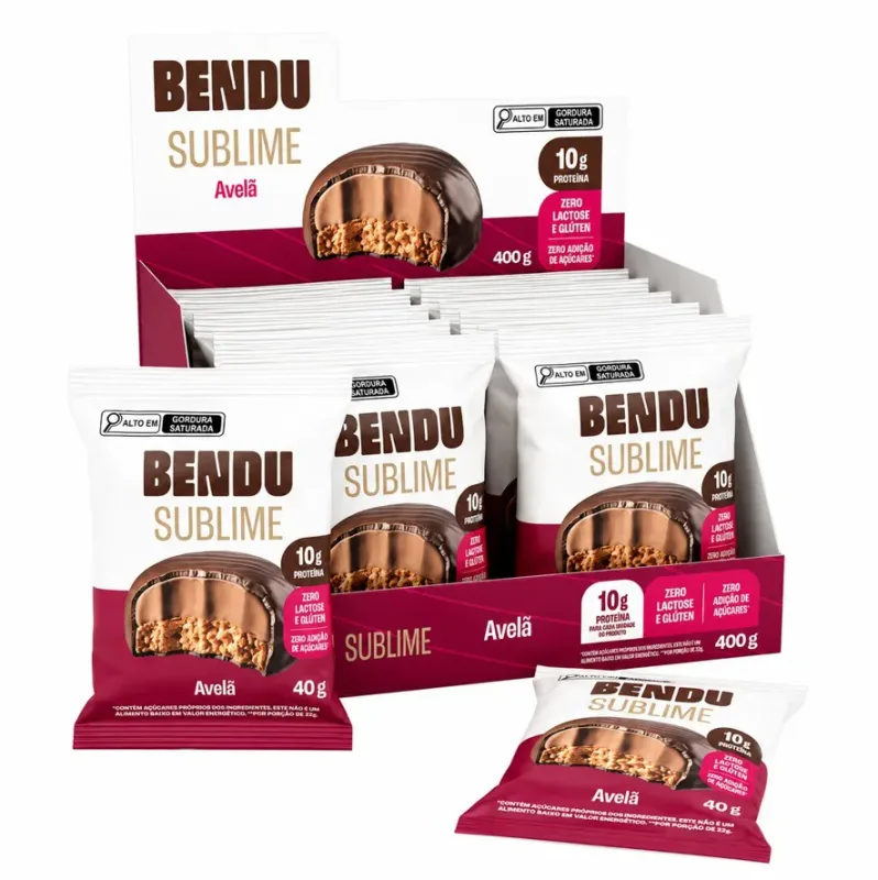 Barra Zero Açúcar Sublime Sabor Avelã 40G (CX C/10 UND) - Bendu