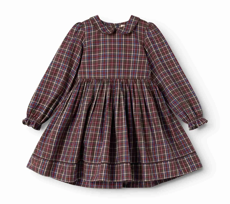 MARMAR COPENHAGEN BROWN CHECKED PETER PAN COLLAR DRESS 7