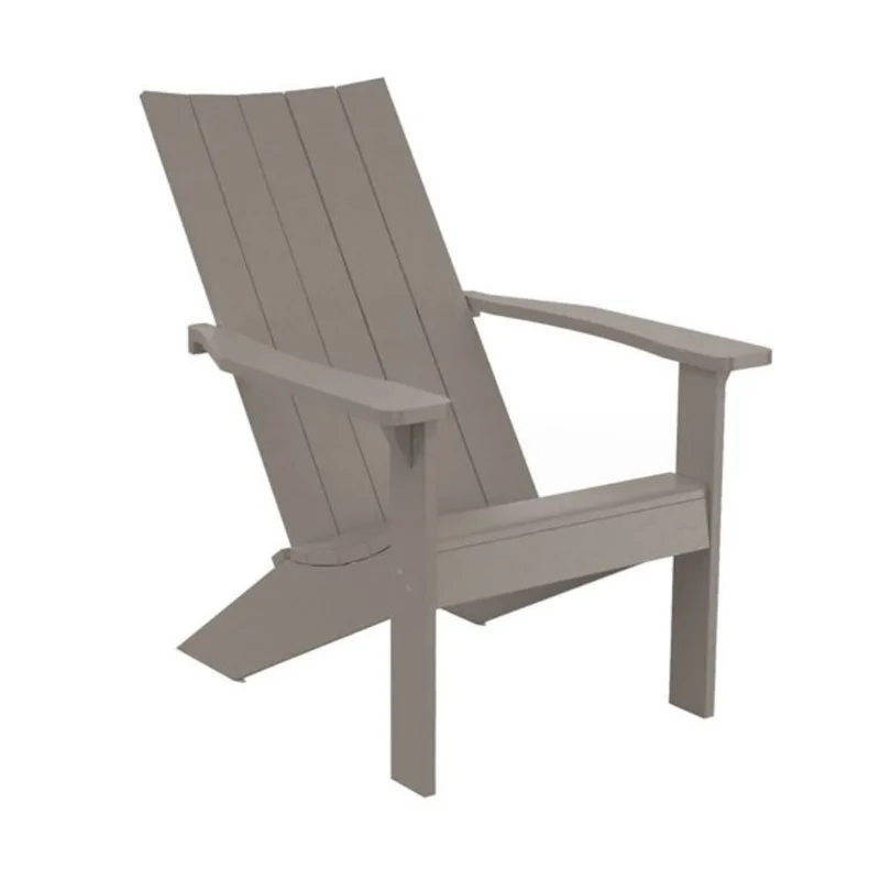 Crystal Harbor Modern Flat-Back Adirondack Chair with Slat Seat - Beige