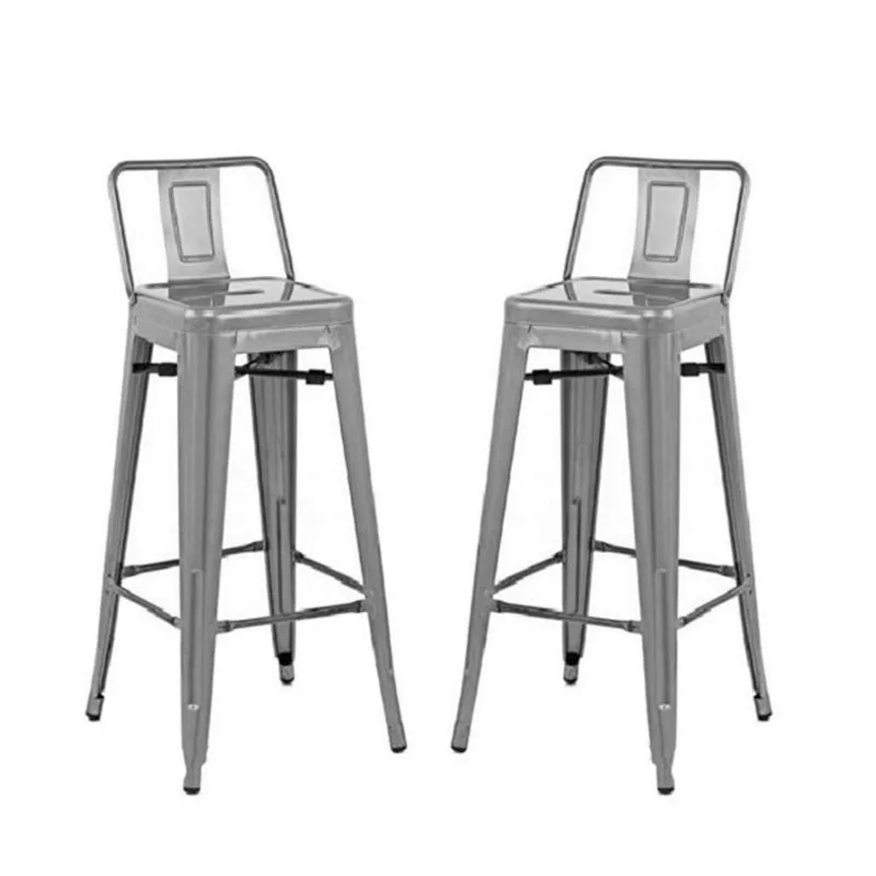 Plata Import Tolix Low Back Counter Stool in Gunmetal (Set of 2)