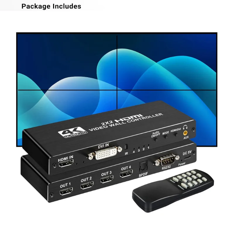 Controlador de Video Wall 2X2 4k Hdmi hasta 4 Televisores Hdmi