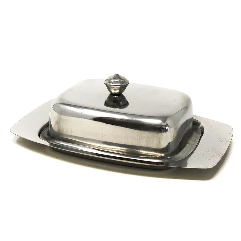 Manteigueira de inox com tampa porta-manteiga 12x19,5cm