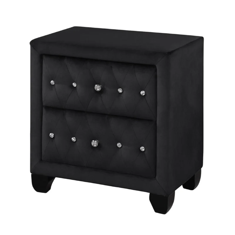 Sophia - 2 Drawer Upholstered Nightstand Black