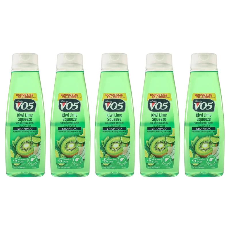 Alberto VO5 Clarifying Kiwi Lime Squeeze Shampoo by Alberto VO5 for Unisex - 15 oz Shampoo - Pack of 5 15 oz