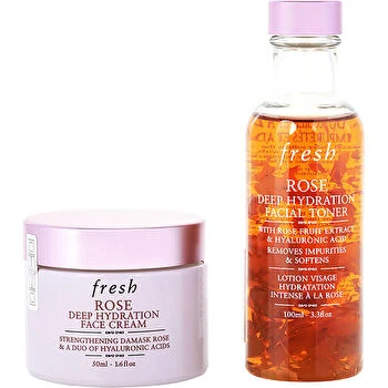 Fresh Deep Hydration Duo For Women - 2 Pc Rose Deep Hydration Facial Toner 30ml/1.6oz Rose Deep Hydration Face Cream 90ml/3.3oz 2 Pc / 90ml/3.3oz