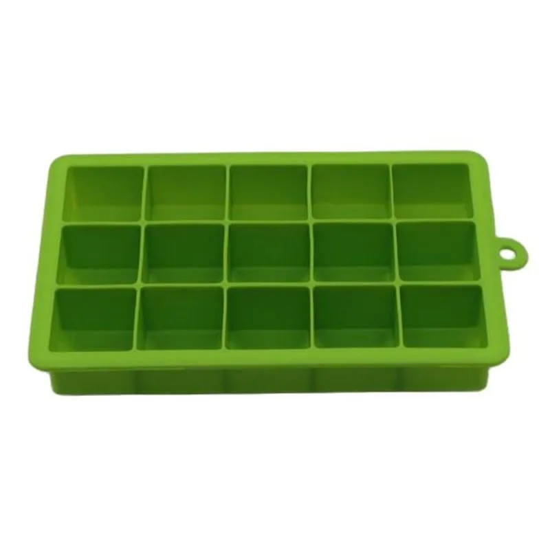 Cubo De Gelo De Silicone Quadrado 15 Grade Com Tampa Azul Abrasivo