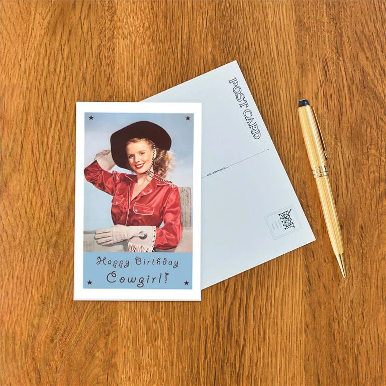 HB-197 Happy Birthday Cowgirl - Vintage Image Postcard, Pack of 10