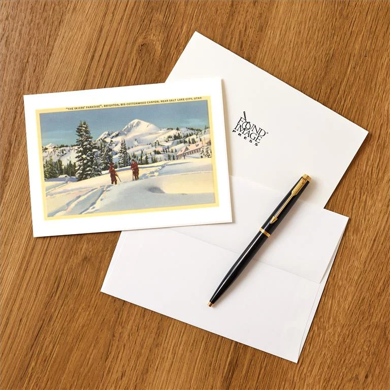 UT-82 Skiing at Brighton, Utah - Vintage Image Greeting Card, Pack of 4