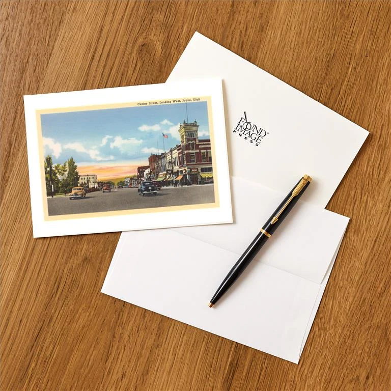 UT-211 Center Street, Downtown Provo - Vintage Image Greeting Card, Pack of 4