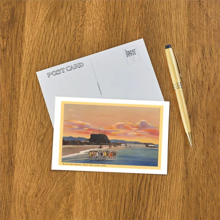 UT-52 Black Rock Beach, Great Salt Lake, Utah - Vintage Image Postcard, Pack of 10