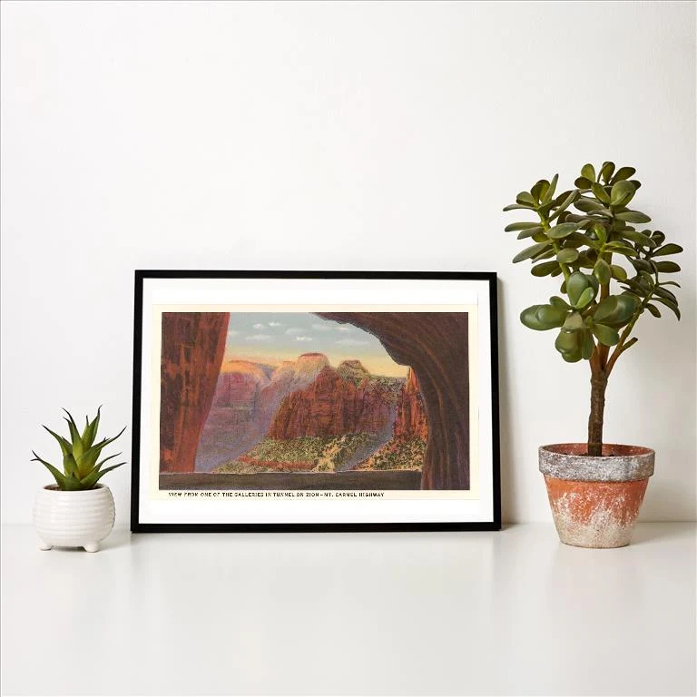 UT-244 View from Gallery, Zion - Vintage Image Art Print, Individual Print