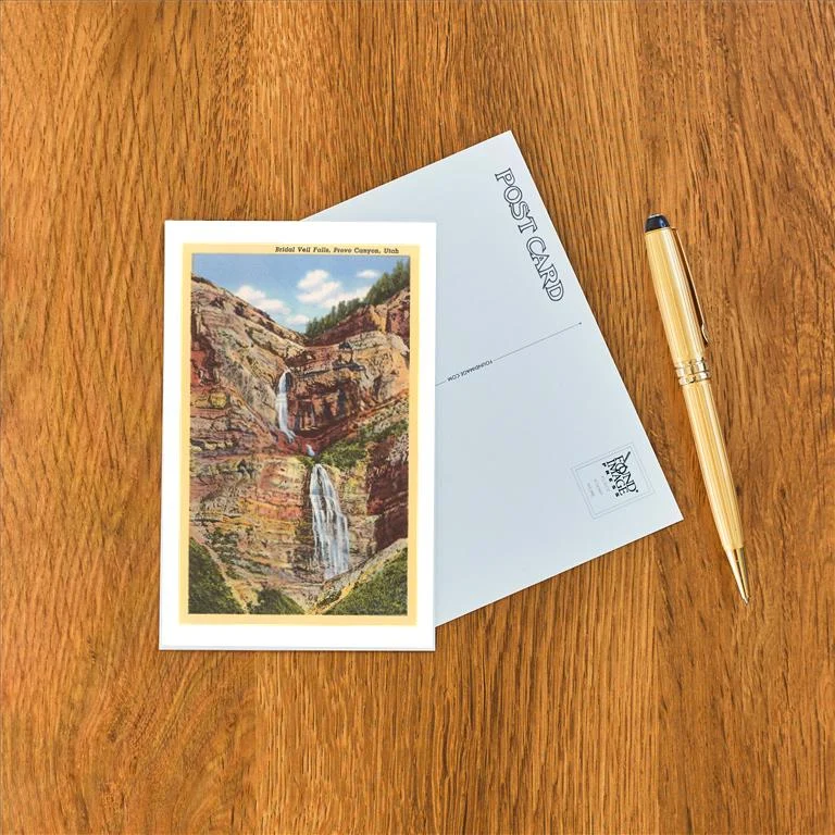 UT-142 Bridal Veil Falls, Provo Canyon, Utah - Vintage Image Postcard, Pack of 10