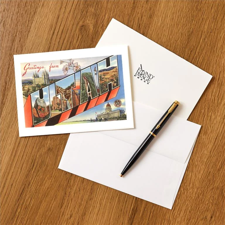 UT-55 Greetings from Utah - Vintage Image Greeting Card, Pack of 4