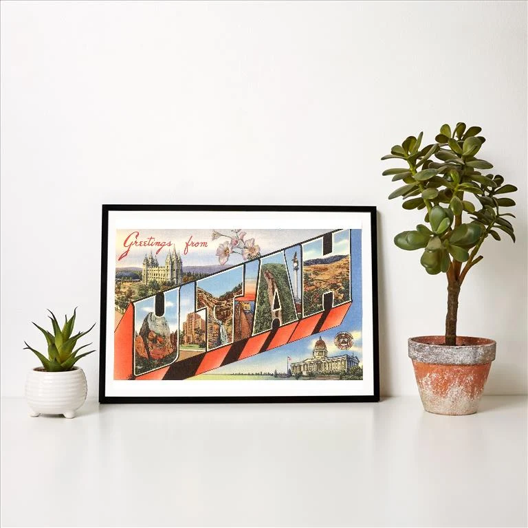 UT-55 Greetings from Utah - Vintage Image Art Print, Individual Print