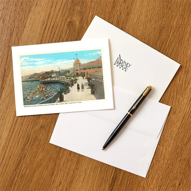 UT-146 Saltair Pavilion, Great Salt Lake, Utah - Vintage Image Greeting Card, Pack of 4