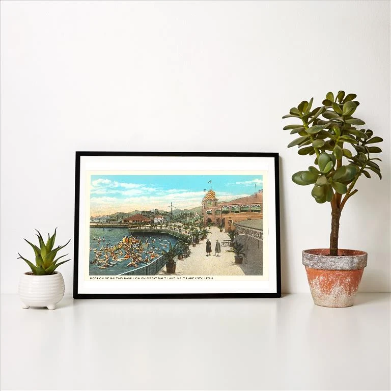 UT-146 Saltair Pavilion, Great Salt Lake, Utah - Vintage Image Art Print, Individual Print