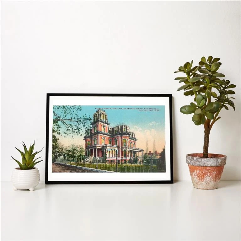 UT-174 Gardo House, Amelia Palace, Salt Lake City, Utah - Vintage Image Art Print, Individual Print