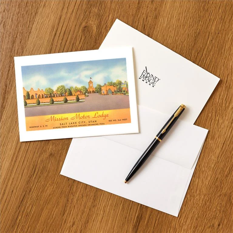 UT-107 Mission Motor Lodge, Salt Lake City, Utah - Vintage Image Greeting Card, Pack of 4