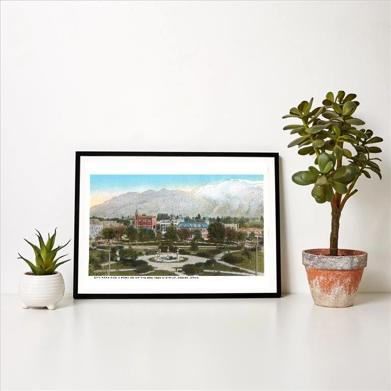 UT-179 City Park, Downtown Ogden, Utah - Vintage Image Art Print, Individual Print