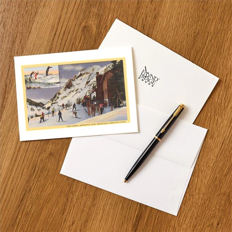 UT-198 Alta Ski Lodge, Utah - Vintage Image Greeting Card, Pack of 4