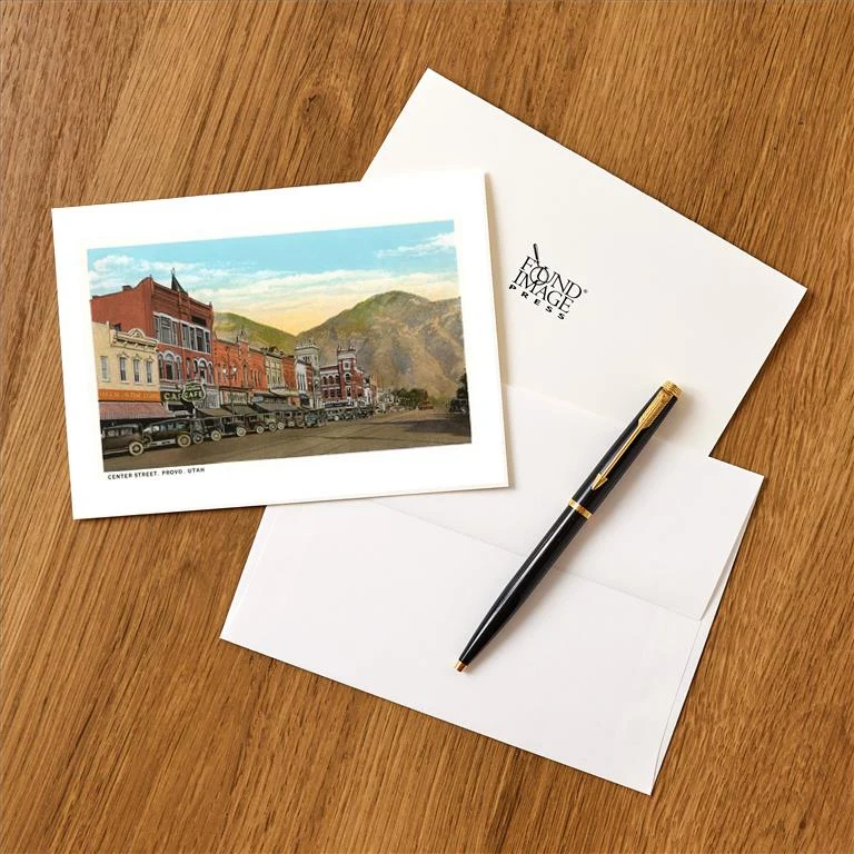 UT-136 Center Street, Provo, Utah - Vintage Image Greeting Card, Pack of 4