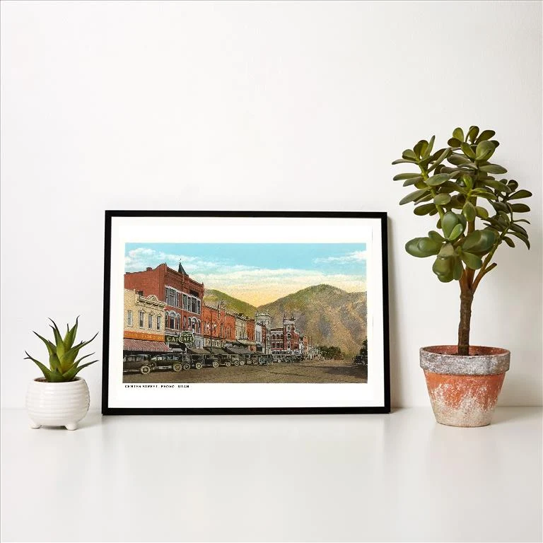 UT-136 Center Street, Provo, Utah - Vintage Image Art Print, Individual Print