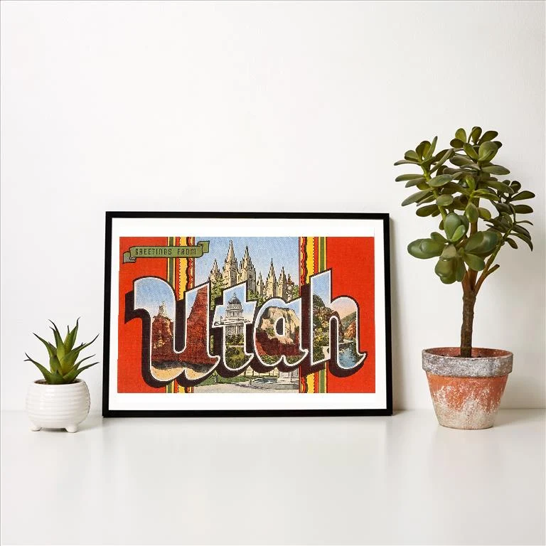 UT-62 Greetings from Utah - Vintage Image Art Print, Individual Print