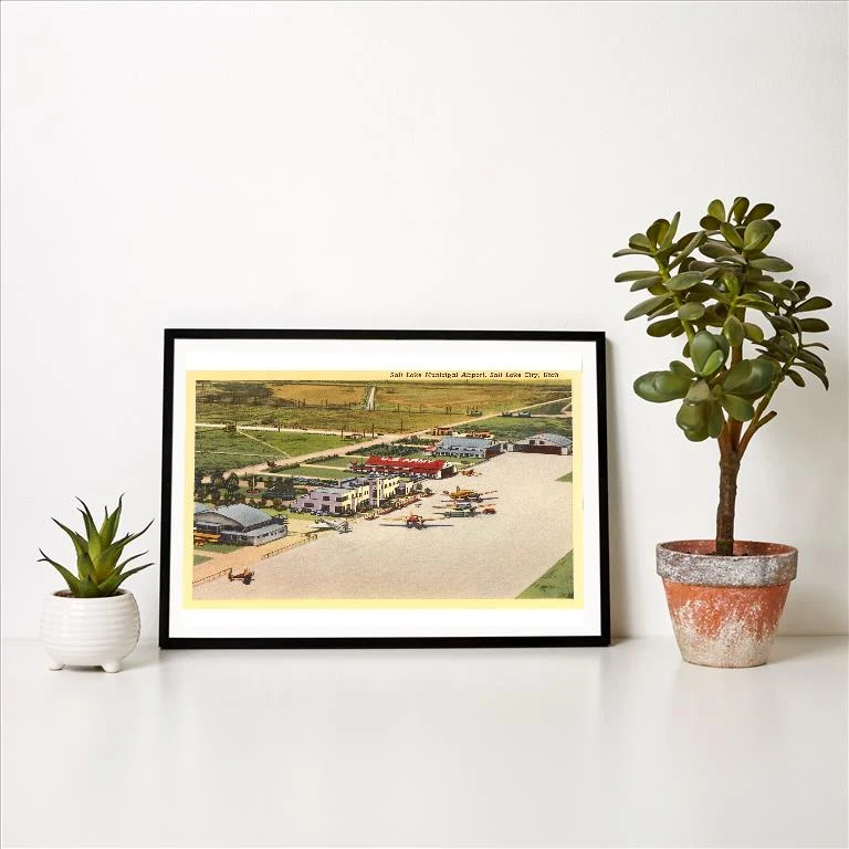 UT-98 Municipal Airport, Salt Lake City, Utah - Vintage Image Art Print, Individual Print