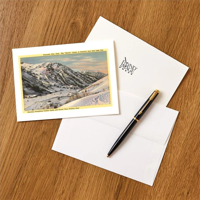 UT-60 Alta Ski Resort, Salt Lake City, Utah - Vintage Image Greeting Card, Pack of 4