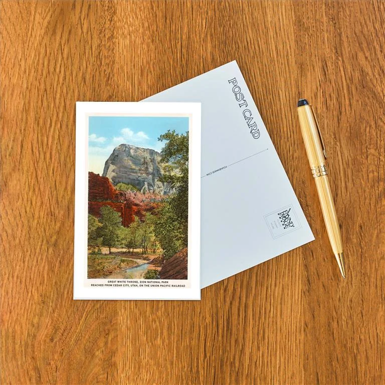 UT-149 Great White Throne, Zion National Park, Utah - Vintage Image Postcard, Pack of 10