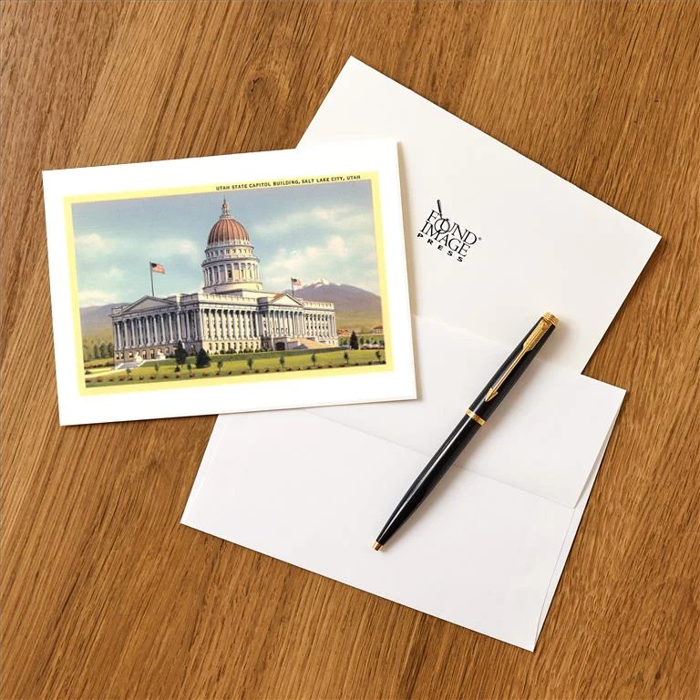 UT-225 State Capitol, Salt Lake City - Vintage Image Greeting Card, Pack of 4