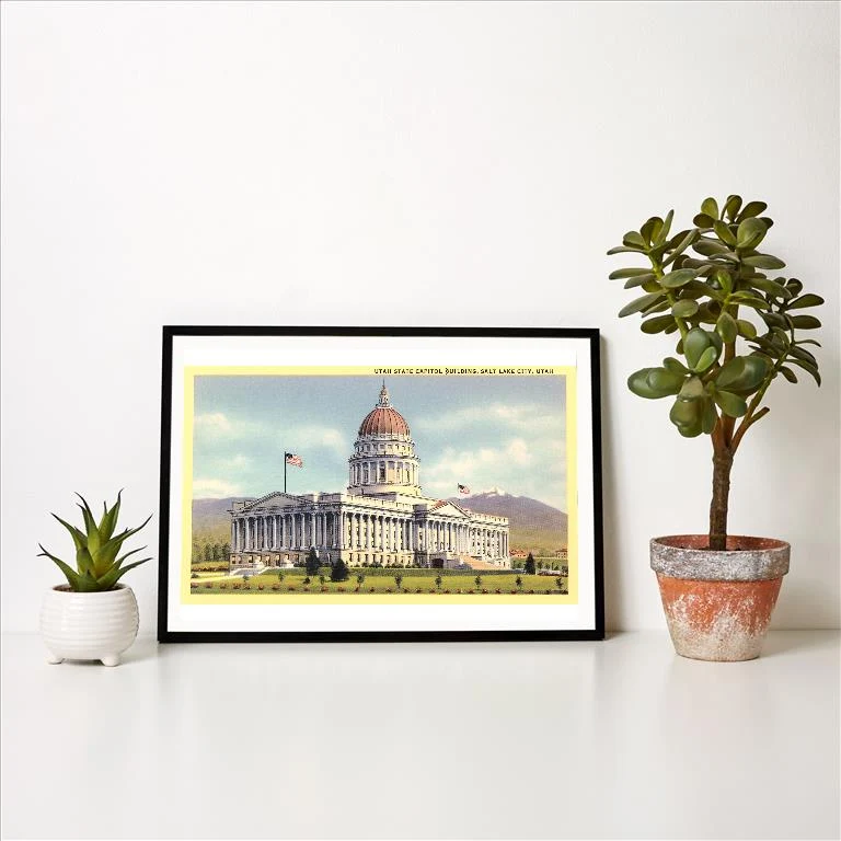 UT-225 State Capitol, Salt Lake City - Vintage Image Art Print, Individual Print