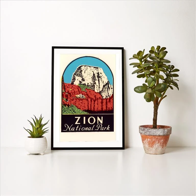 UT-156 Zion National Park Decal - Vintage Image Art Print, Individual Print