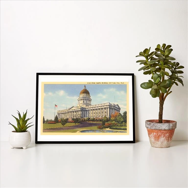 UT-170 Capitol, Salt Lake City, Utah - Vintage Image Art Print, Individual Print