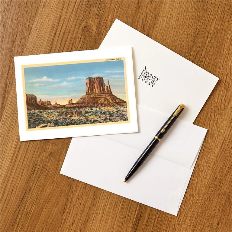 UT-204 Monument Valley Mitten Butte - Vintage Image Greeting Card, Pack of 4