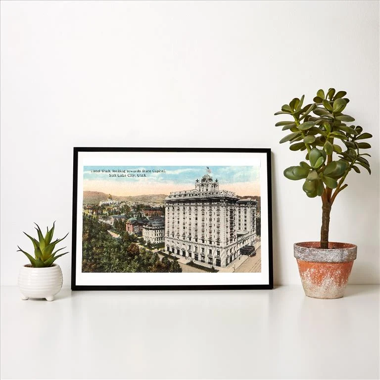 UT-189 Hotel Utah, Salt Lake City, Utah - Vintage Image Art Print, Individual Print