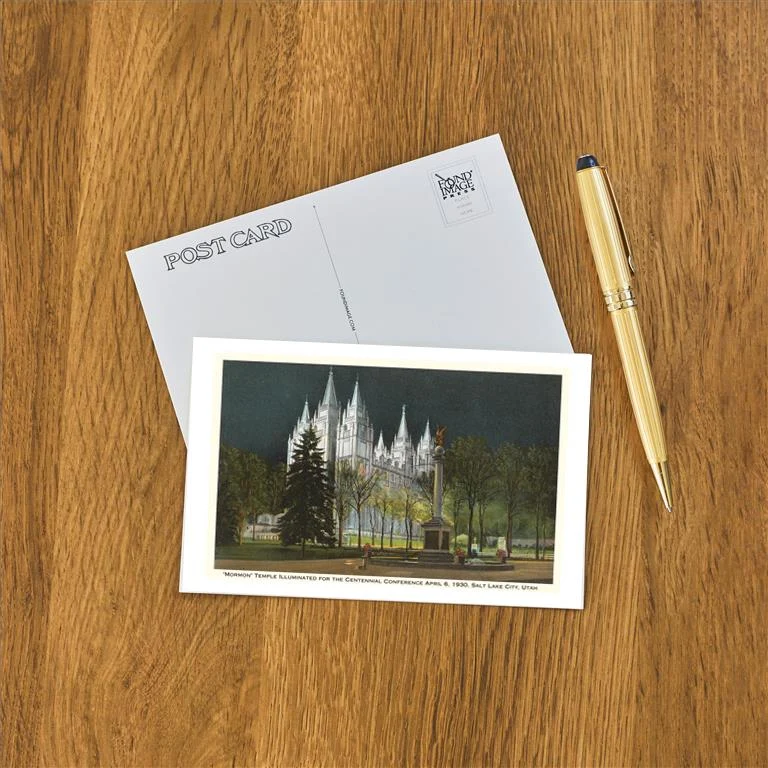 UT-67 Night, Mormon Temple, Salt Lake City, Utah - Vintage Image Postcard, Pack of 10