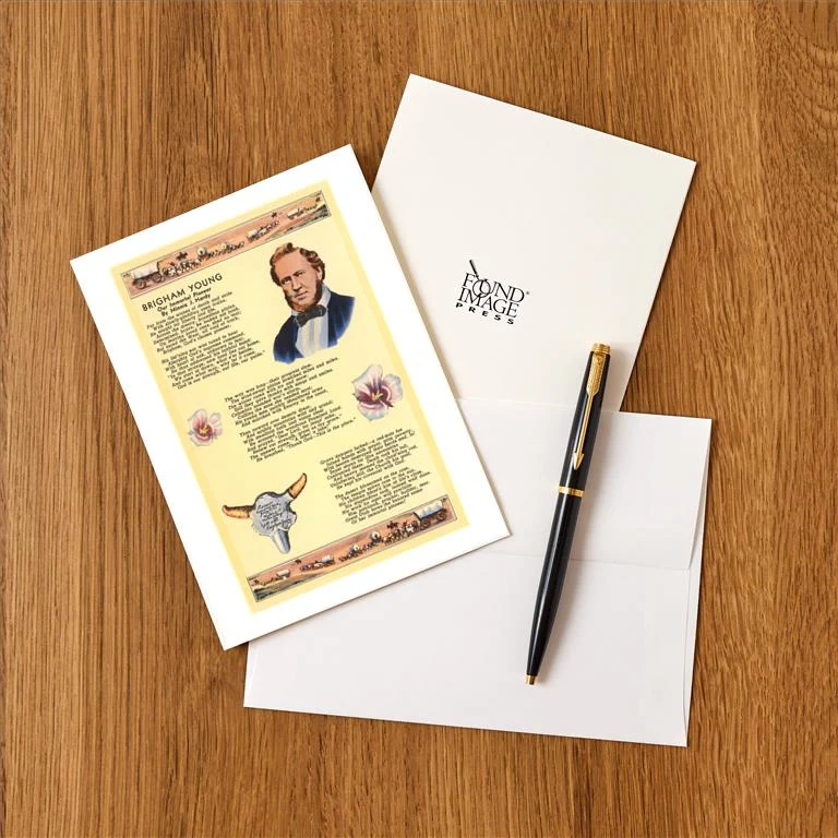 UT-119 Poem to Brigham Young - Vintage Image Greeting Card, Pack of 4